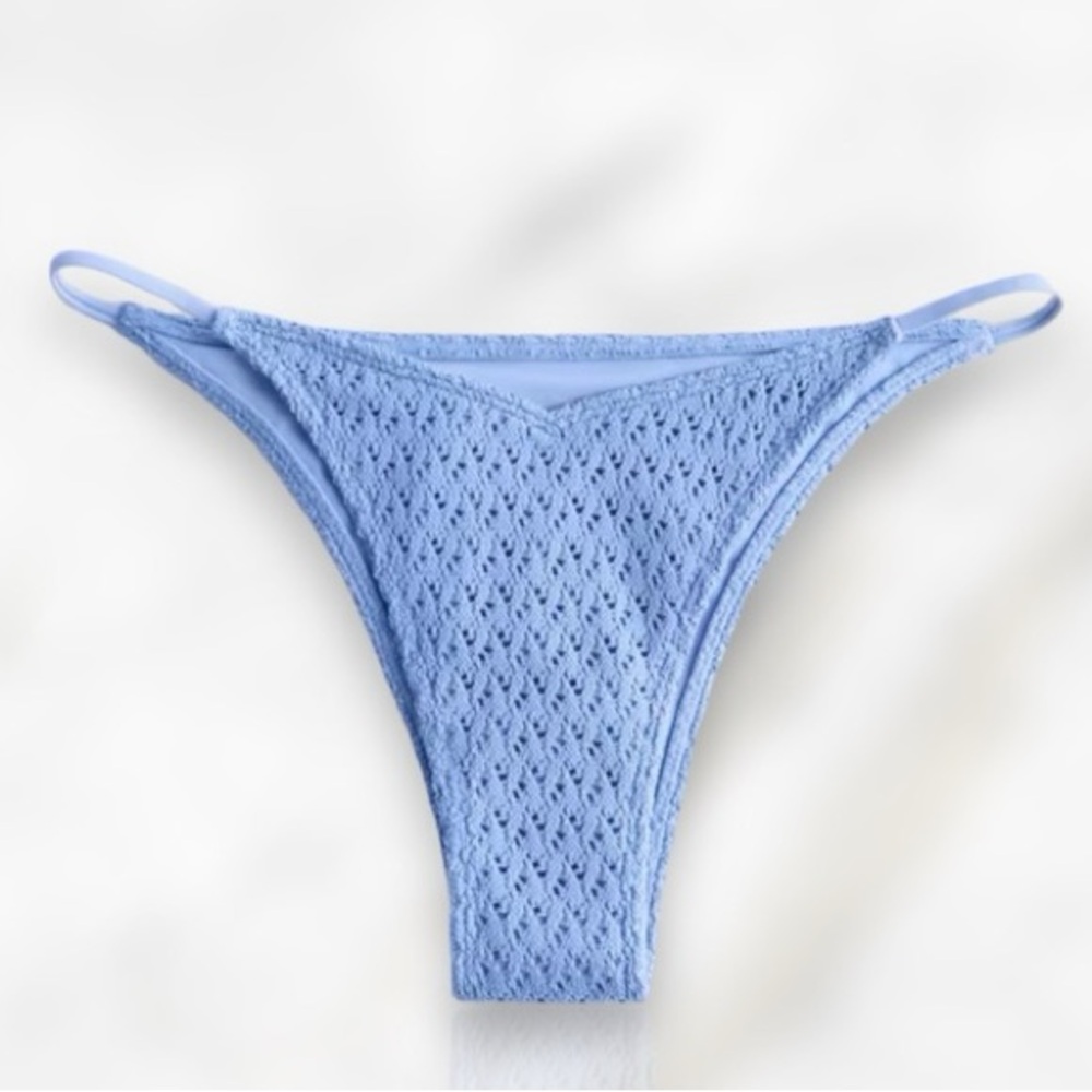 NWOT Hollister Blue High-Leg Cheekiest Crochet Bikini Bottom